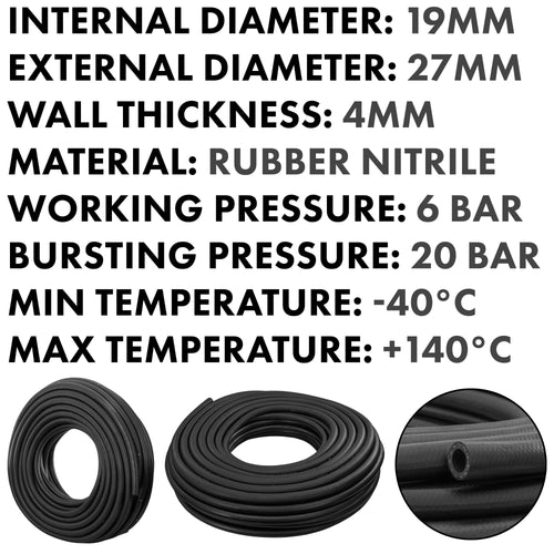 19mm Braided Rubber Heater Hose, SAE J20 R3-1